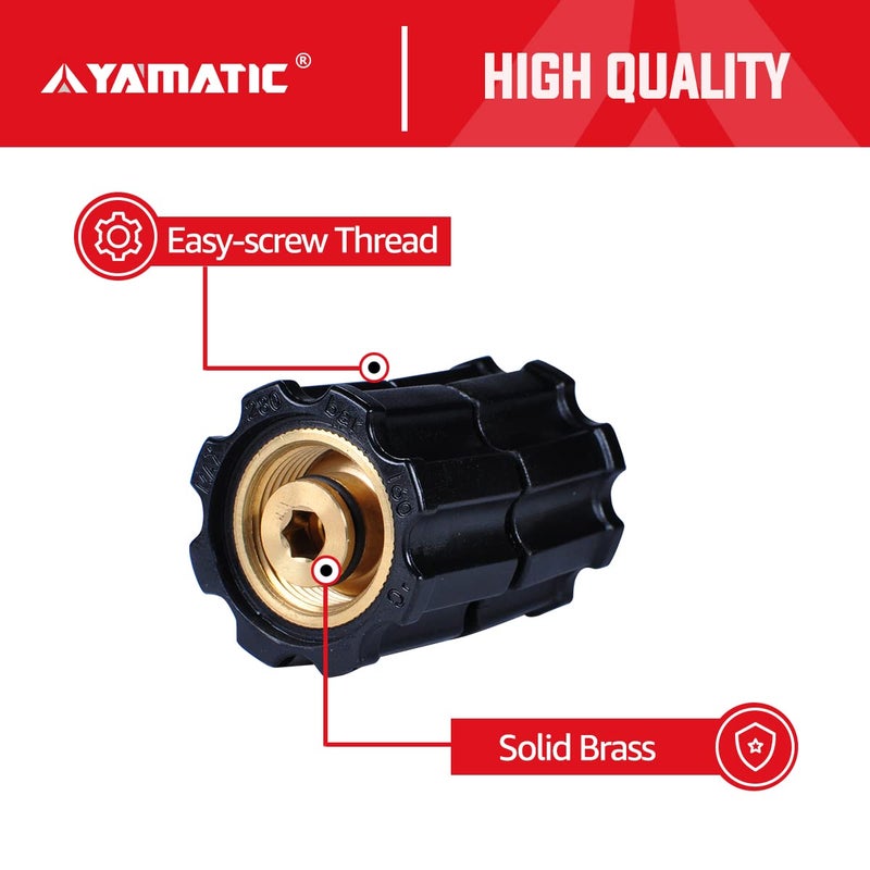YAMATIC Pressure Washer Adapter Stabilizer for Hose, Pump, and Gun, M22-14mm Female x M22-14mm Female,4000 PSI/280 Bar - Image 4